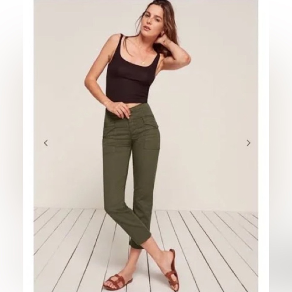 Reformation Olive Green Cropped Ankle Pants